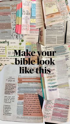 an open bible with the words make your bible look like this