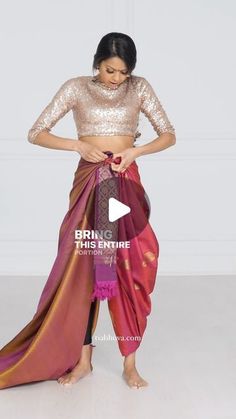 Barathanatyam draping saree Bharatnatyam Saree Draping, Different Saree Draping Styles Indian, Indo Western Saree Drape, Sari Tutorial, Draping Saree Style, Different Saree Draping Styles, Tia Bhuva, Drapping Saree