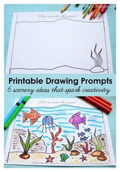 printable drawing for kids and adults with the words, printable drawing prompts