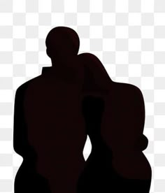 two people standing next to each other with their arms around each other, silhouetted against a white background