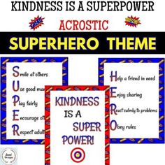 some kind of superhero theme for kids to use in their writing and reading skills, with the