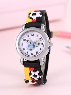 1pc Kids Soccer Pattern Plastic Strap Cute Round Dial Quartz Watch, For Daily Life  Cute     Wrist Watches   Kids Jewelry & Watches, size features are:Bust: ,Length: ,Sleeve Length: Boys Watches, Red Watch, Childrens Watches, Green Watch, Blue Watches, Kids Soccer, Kids Watches, Kids Jewelry, Black Watch