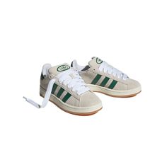 Adidas Campus 00s White, Adidas Campus 00s Green, Dark Green Shoes, Adidas Campus 00, Campus 00s Shoes, Adidas Campus 00s, Adidas Campus, Shoe Inspo, Aesthetic Shoes