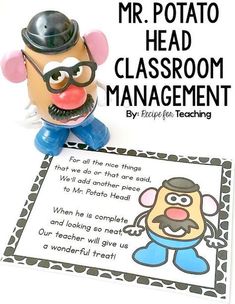 the mr potato head classroom management printable is on top of a white table with a black and white border