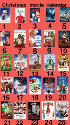 25 Christmas Movies List, Christmas Movies To Watch Every Day Of December, December Movie Challenge, Christmas Movies Disney Plus, Best Christmas Films, Christmas Movies Calendar