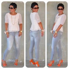 Todays Look:  Forever 21 Swiss Dot Peplum + Zara Basic Stretch Jeans @ Www.mimigstyle.com#zara #forever21 #katespade Swiss Dot, Weekend Wear, Zara Basic, Outfits Casuales, Stretch Jeans, Look Fashion, About Fashion