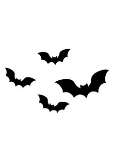 three bats flying in the air on a white background