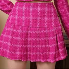 Pink Plaid Pleated Skirt Bought As A Duplicate For Sizing In Previous Listing Skirt Only Size Small Ms Pacman, Tweed Two Piece, Lace Scarves, Studded Belts, Memphis Group, Top Of The Pops, Women Crop Top, Style College, Red Stilettos