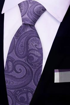 New Purple Paisley Necktie Luxury Purple Tie For Formal Occasions, Luxury Classic Purple Ties, Light Grey Dress, Paisley Color, Light Grey Suits, Grey Shirt Dress, Purple Paisley, Lavender Dresses, Paisley Tie