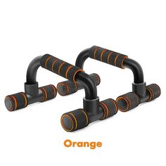 an orange and black set of two exercise bars with the words orange written below it