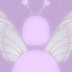 a purple and white butterfly with wings on it's back, surrounded by stars