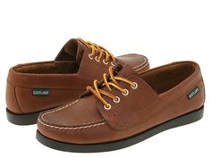 Eastland Falmouth Casual Boat Shoes With Rubber Sole And Moc Toe, Casual Boat Shoes With Rubber Sole, Casual Boat Shoes With Stitched Sole For Work, Casual Moccasins With Leather Lining For Fall, Casual Leather Boat Shoes With Rubber Sole, Casual Leather Moccasins With Plain Toe, Casual Leather Moc Toe Boat Shoes, Casual Brown Plain Toe Moccasins, Brown Plain Toe Casual Moccasins