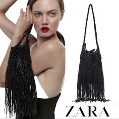 Beaded Shoulder Bag. Small Interior Fabric Bag. Ruched Closure. Height Length Width: 5.9 X 7.1 X 0.8 Inches (15 18 2 Cm) Black Summer Party Bag, Black Party Bag For Summer, Black Shoulder Bag For Summer Party, Summer Evening Bag With Beads, Chic Evening Bags With Beaded Fringe, Zara Shoulder Bag For Summer Evenings, Zara Bags For Summer Parties, Chic Beaded Shoulder Bag For Summer, Zara Evening Bags For Summer