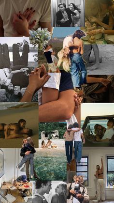 a collage of photos with people in the middle and one person holding a baby