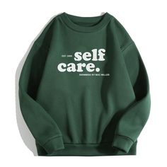 Self Care Crewneck Sweatshirt, Swimming Circles Tee Sweatshirt Circles Aesthetic, Aesthetic Forest Green, Mac Miller Merch, Happy Hoodie, Preppy Sweatshirts, Crop Top Dress, Green Sweatshirt, Mac Miller, Y2k Clothing