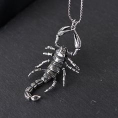 Sterling Silver Scorpion Necklace Pendant, Scorpion Pendant Charm, Scorpion Jewelry, Insect Pendant, Insect Jewelry, Gothic Jewelry (Not Including Chain) Material: 925 sterling silver Size (including ring): 85mm*42mm Weight: 26.6g * We guarantee 100% genuine 925 Sterling Silver, If not we will refund your money. Care Instruction : 1. Avoid contact with all liquids and chemicals, such as perfume, sea water, mayonnaise, ammonia, chlorinated pool water, hair spray and sweat. Contact with these subs Scorpion Jewelry, Scorpion Necklace, Water Hair, Jewelry Gothic, Insect Jewelry, Pendant Bails, Hair Spray, Pool Water, Mens Pendant