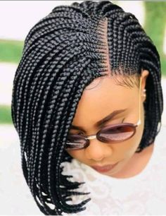 You don't have to go to the salon to sit for hours before having this look. With us, it is very possible. Beautifully made african hairstyle This bob braided wig is a must have. Honestly it is a show stopper. Made with human hair closure and synthetic extension. Neatly done handmade braided wig. Available in all colours. It sits pretty on head as evident in the picture Color: Brown Head Size: Wig Style: Braided Hair Length: Short Hair Material: Natural Hair It takes 10 business days or more duri Cornrow Wig, Senegalese Twist Braids, Kanekalon Hairstyles, Bob Braids, Long Box Braids, Short Braids, Box Braids Styling, Peinados Fáciles Para Cabello Corto