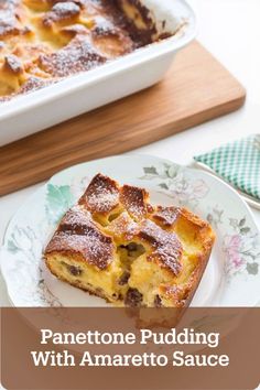 A warm, comforting panettone bread pudding drizzled with rich amaretto sauce for a delicious Italian twist on holiday treats. Sauce For Bread Pudding, Amaretto Sauce, Bread Pudding Sauce