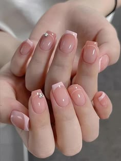 French Nails Cortas, Office Nails, Hello Nails, Work Nails, Blush Nails, Pink Nail