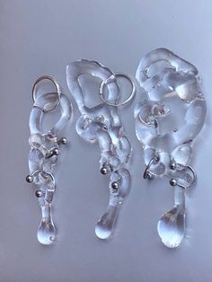 Glass Blowing Earrings, Glass Blowing Jewelry, Rain Sculpture, Glasses Jewelry, Transparent Art, Clear Jewelry, Art Glass Jewelry, Resin Accessories, Clear Earrings