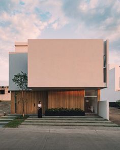 a person standing in front of a building