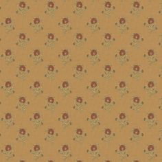 an orange and red flowered pattern on a tan wallpaper with small brown flowers