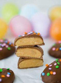 chocolate covered cookies stacked on top of each other