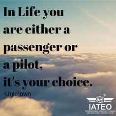 the quote in life you are either a passenger or a pilot, it's your choice