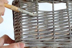 If you like the look of the soft gray of driftwood finish color on furniture. You can update wicker using craft paint. | InMyOwnStyle Driftwood Painting, Painting Upholstery, Paint Styles, Furniture Decoupage, Cottage Patio, Basket Art, Making Baskets