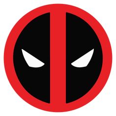 the deadpool symbol is shown in red and black, with eyes drawn on it