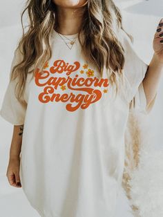 If you believe in astrology, horoscopes and our stars or know someone could like this Capricorn shirt, then here is the perfect birthday gift. SIZING: ✨Model is wearing a size XL✨ * Sizing is unisex so runs like men's, Bella canvas t-shit are slim-fit * Most women find their typical size works best * For an oversized fit, select one or two sizes up from your normal size * Size guide: Please consult size chart in images PRODUCT DETAILS: * 100% cotton * Wash inside out (on cool for best results) C Rising Signs, Sagittarius Gifts, Aquarius Birthday, Sagittarius Birthday, Capricorn Birthday, Astrology Shirt, Leo Girl, Leo Birthday, Zodiac Shirts