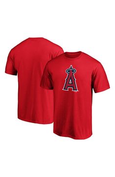 Do you want to elevate your game day style to the next level? Put on this sleek Los Angeles Angels Official Logo T-shirt and wow the crowd. This Fanatics Branded shirt features awesome Los Angeles Angels graphics on the front, perfect for showing your devotion to the team to everyone in the stands. Material: 100% Cotton Screen print graphics Rib-knit collar Crew neck Short sleeve Machine wash, tumble dry low Tagless Collar Officially licensed Imported Brand: Fanatics Branded Sporty Tops With Team Logo For Fan Events, Short Sleeve Tops With Team Name For Fan Events, Baseball Season Tops With Team Logo And Short Sleeves, Baseball Season Short Sleeve Tops With Team Logo, Short Sleeve Tops With Team Logo For Baseball Season, Short Sleeve Tops For Baseball Season Fan Events, Team Name Tops For Baseball Season Fan Events, Baseball Season Tops With Team Name For Fan Events, Team Spirit Short Sleeve Tops For Fan Events