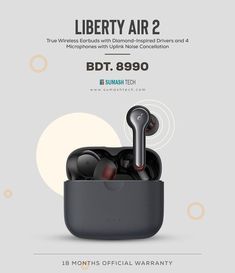 an advertisement for the liberty air 2 earphones