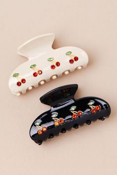 Increase the cuteness of any look instantly with the addition of the Lulus Poised Pickings Black and Cream Cherry Claw Hair Clip Set! This too-darling set features a pair of sleek resin claw clips (in a hues of black and cream) that boast classic hinged silhouettes. Shiny rhinestone details create a trendy cherry-inspired design on either side of each clip for a perfectly sweet finish. Claw Hair Clip Set Measures 1. 75" Long And 3" Wide. 98% Resin, 2% Glass. Imported. Lulus | Poised Pickings Bla Spring Weekend Outfit, Claw Hair Clip, Casual Formal Dresses, Spring Break Outfit, Lulu Fashion, Claw Hair Clips, Casual Wedding Dress, Claw Clips, Black And Cream