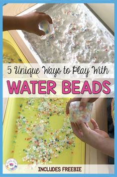 kids are playing with water beads in an indoor play area and then they have fun