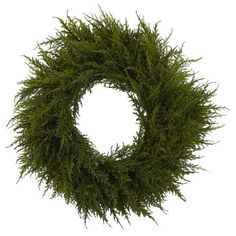 a close up of a green wreath on a white background with clipping for text