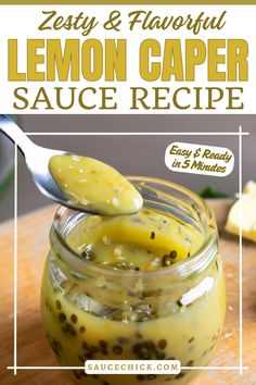 Zesty Lemon Caper Sauce Recipe for Seafood and Chicken Dishes Lemon Caper Sauce, Caper Sauce, Chicken Wing Sauces, Sauce For Salmon, Healthy Sauces, Seafood Sauce, Wing Sauce, Chicken Wing, Lemon Sauce