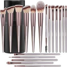 Amazon.com: BS-MALL Makeup Brush Set 18 Pcs Premium Synthetic Foundation Powder Concealers Eye shadows Blush Makeup Brushes with black case (A-Champagne) : Beauty & Personal Care Best Makeup Brushes, Makeup Brush Kit, Makeup Brush Set Professional, Lip Swatches, Professional Makeup Brushes, Foundation Powder, Eye Concealer, Eye Shadows, Color Champagne