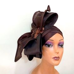 Vintage Handmade Designer Elegant Hats One Of A Kind Nwot Fitted Brown Hat For Kentucky Derby, Adjustable Brown Hat With Structured Crown, Chic Brown Hats For Kentucky Derby, Chic Brown Cloche Hat For Spring, Church Fascinator One Size Fits Most, Elegant Brown Cloche Hat With Curved Brim, Chic Adjustable Brown Cloche Hat, Elegant Adjustable Brown Cloche Hat, Elegant Black Hat, One Size Fits All