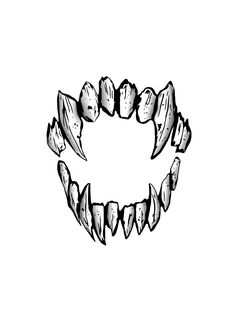 a black and white drawing of teeth in the shape of a circle on a white background