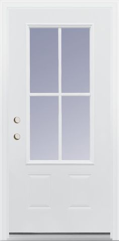 a white door with three panes on the side