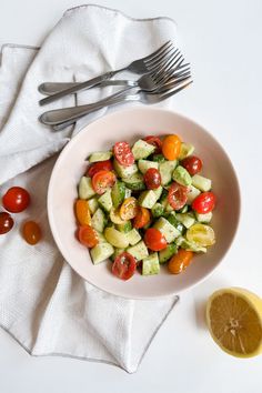 Easy Tomato Avocado Cucumber Salad | Lynn Mumbing Mejia Salad Recipes Tomato, Easy Side Recipes, Salad Recipes Cucumber, Avocado Snack Ideas, Salads Cucumber, Appetizers Cucumber, Food Side Dishes, Unique Salad Recipes, Cucumber Snack