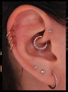 Daith Piercing Different Ear Piercings, Pinterest Jewelry, Daith Piercing Jewelry, Piercings For Girls, Multiple Ear Piercings