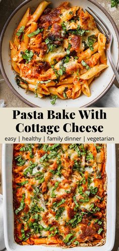 pasta bake with cottage cheese is an easy and healthy dinner that's ready in under 30 minutes