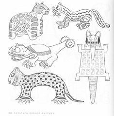 an image of native american art coloring pages with animals and people on it's sides