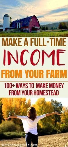 a woman standing in front of a barn with her arms outstretched and the words make a full - time incom from your farm