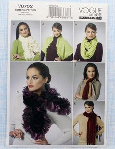 a woman's scarf and shawl in four different styles, with the words v3802 written on it