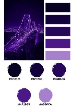 the color scheme for purple is shown in three different shades