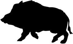 the silhouette of a bull is shown in black on a white background, it appears to be an animal with long horns