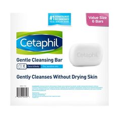 Cetaphil 4.5-oz. Gentle Cleansing Bar 6 pack. Cetaphil Gentle Cleansing Bar is gentle enough to use daily but effective at cleaning and soothing your skin. It's your skin's constant companion in the shower or in the tub. Cleanses without irritation or dryness. Powerful enough to clean effectively, but gentle enough for children. Size: 4.5 fl oz.  Color: Assorted. Daily Face Wash, Soap For Sensitive Skin, Antibacterial Soap, Foaming Facial Cleanser, Dry Sensitive Skin, Bath Soap, Dermatologist Recommended, Body Cleanser, Body Moisturizer